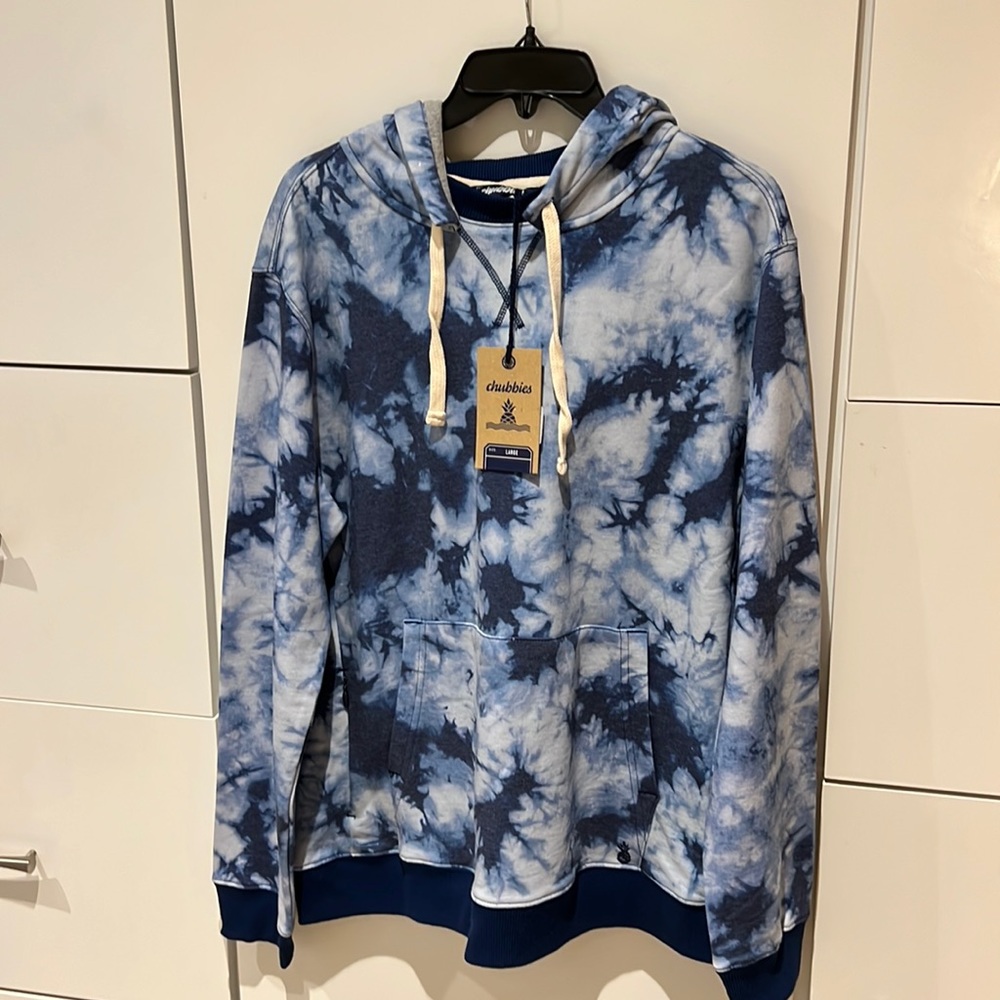 NWT Chubbies The Far Out Hoodie Sweater Sweatshirt Tie Dye Kangaroo Pocket Lge